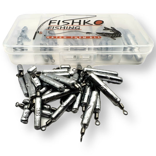 Free Rig Stabblei Set 30 Stück 2-10g Angel Gewichte Drop Shot Blei mit Box