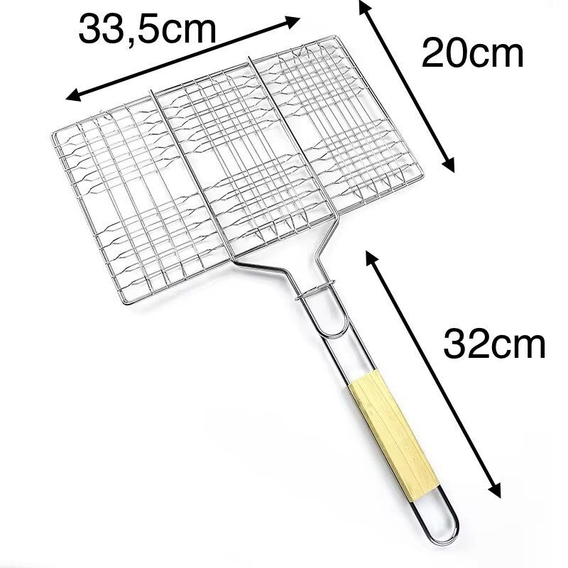 Grillkorb BBQ Set Grillgitter aus Edelstahl Grillwender für Fleisch Fisch & co