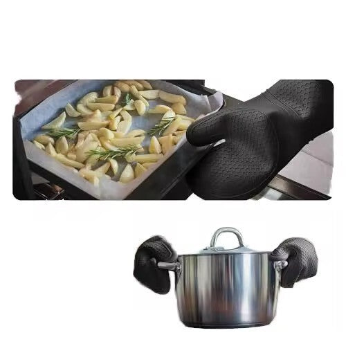 Silikon Ofenhandschuhe hitzebeständig 230°C – Rutschfest & gefüttert