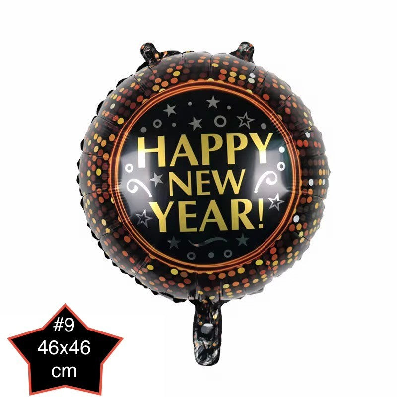 Happy New Year Ballons Set Silvester Deko Gold Schwarz Folien Luftballon Neujahr