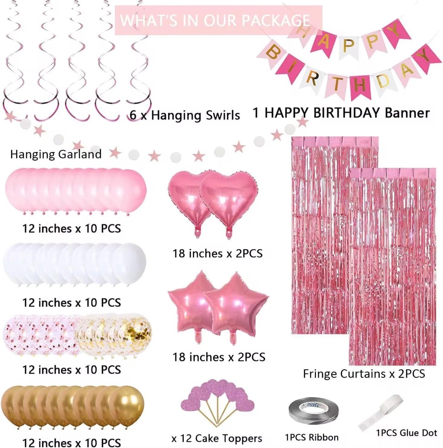 Geburtstag Deko Set mit Ballons Happy Birthday Banner Partydeko Kinder Erwachsen