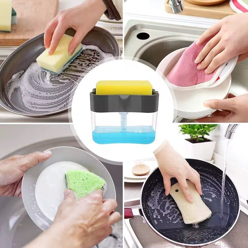 Seifenspender Spülmittel Spender mit Schwamm Dosierer Küche Putzen Gadget NEU!!!