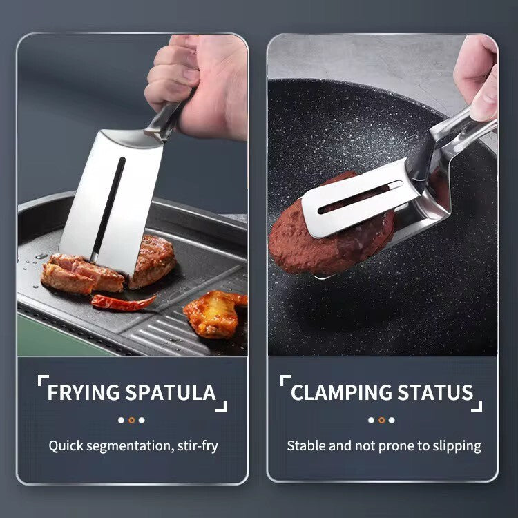 2in1 Edelstahl Pfannenwender mit Zangenfunktion – ideal für Küche & Grill