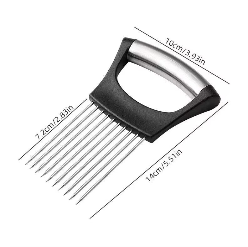 Zwiebelschneider Edelstahl Zwiebelhalter Universal Schneidhilfe Küche Gadget