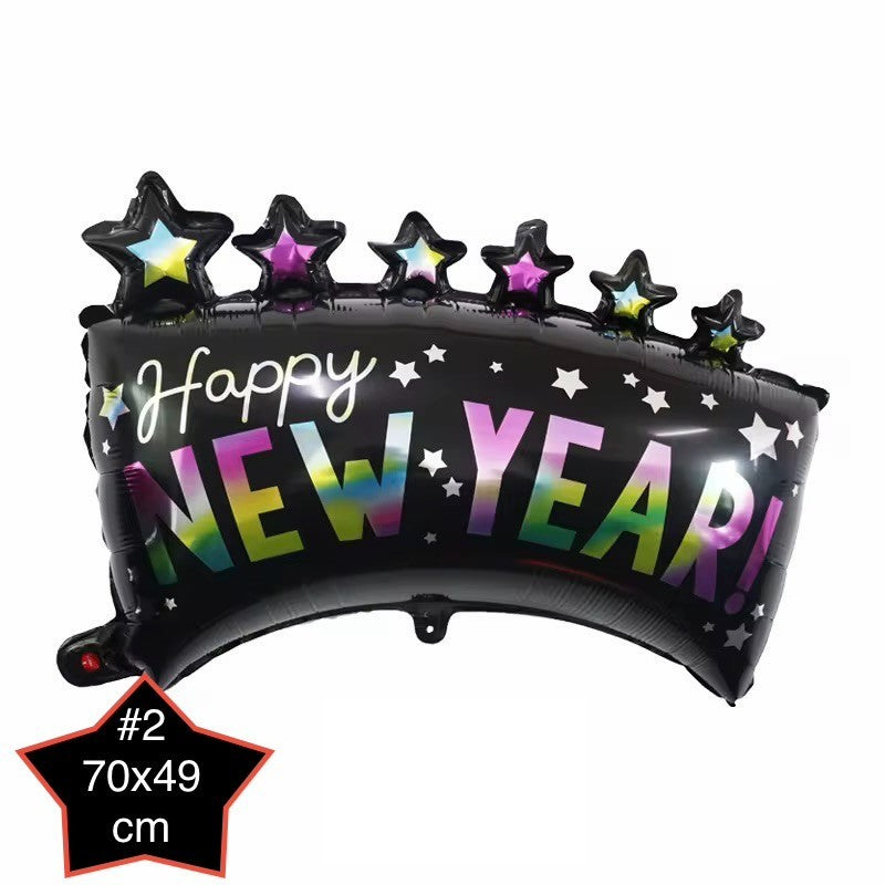 Happy New Year Ballons Set Silvester Deko Gold Schwarz Folien Luftballon Neujahr