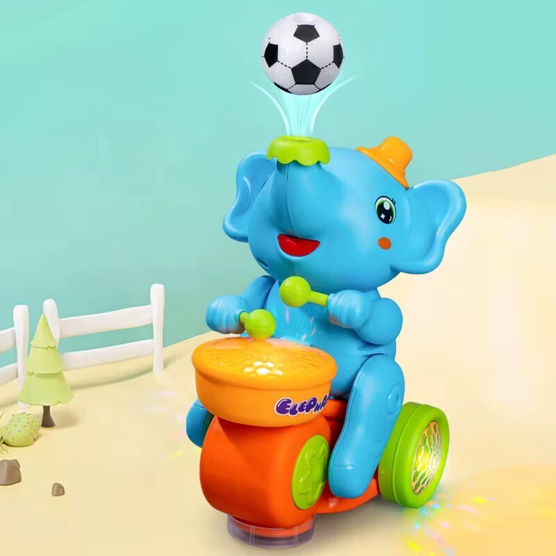 LED Kinder Spielzeug Elefant Musik Trommelt Fährt & Balanciert Ball in der Luft