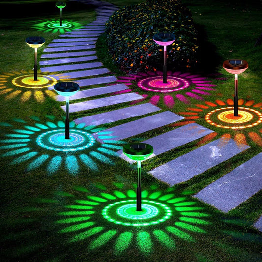 6x Solar Gartenlampe LED Außen Deko Leuchte buntes Licht wetterfest