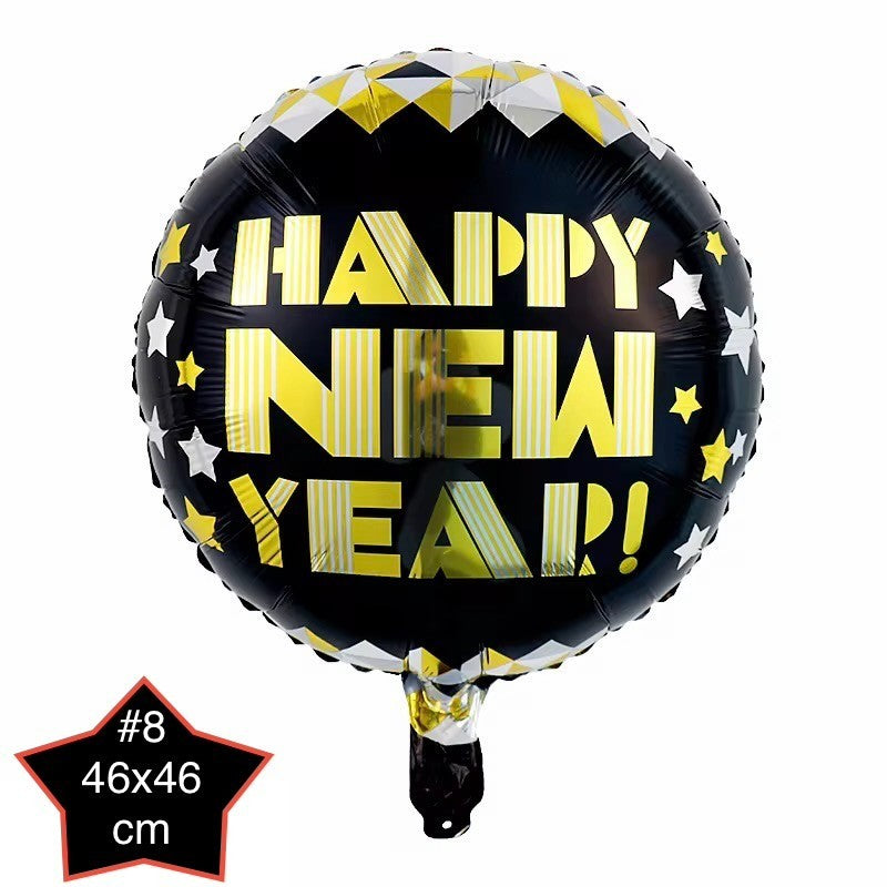 Happy New Year Ballons Set Silvester Deko Gold Schwarz Folien Luftballon Neujahr