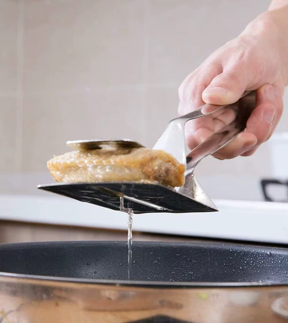 2in1 Edelstahl Pfannenwender mit Zangenfunktion – ideal für Küche & Grill