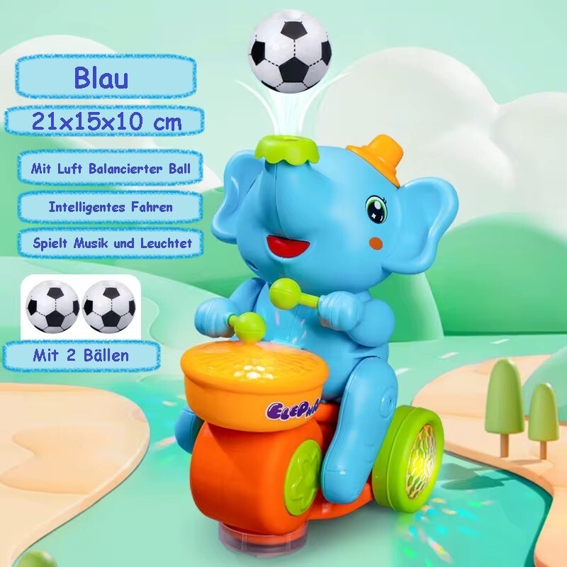 LED Kinder Spielzeug Elefant Musik Trommelt Fährt & Balanciert Ball in der Luft