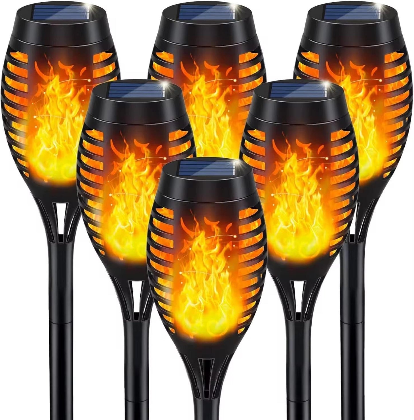 12 LED Solar Fackel Garten leuchte 2,4,6 er Set Flammenlicht Außen Solarleuchte