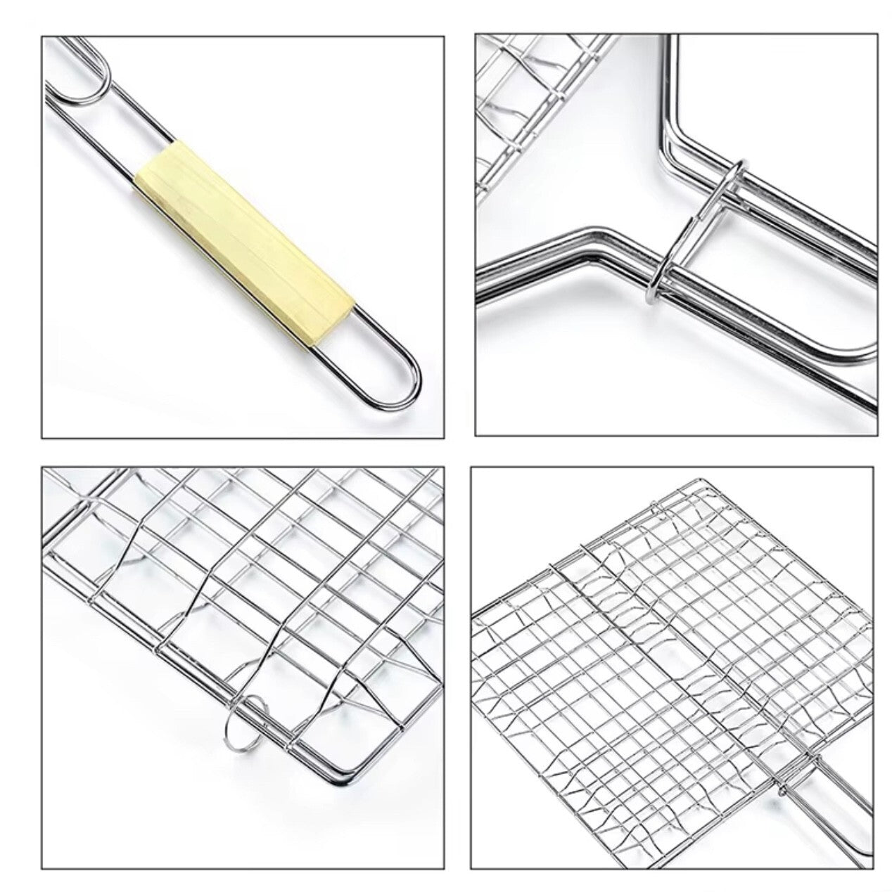 Grillkorb BBQ Set Grillgitter aus Edelstahl Grillwender für Fleisch Fisch & co