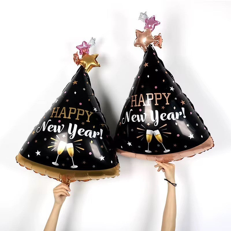 Happy New Year Ballons Set Silvester Deko Gold Schwarz Folien Luftballon Neujahr