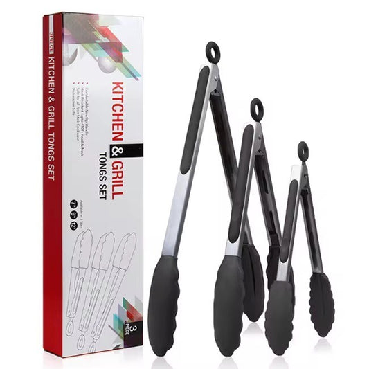 Edelstahl Grillzangen 3er Set BBQ Küchenzangen