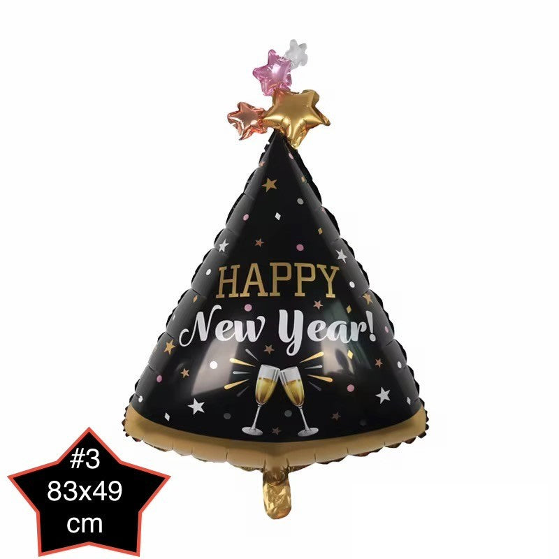 Happy New Year Ballons Set Silvester Deko Gold Schwarz Folien Luftballon Neujahr