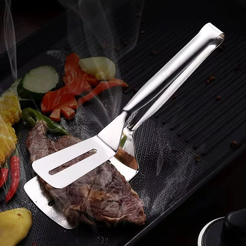 2in1 Edelstahl Pfannenwender mit Zangenfunktion – ideal für Küche & Grill