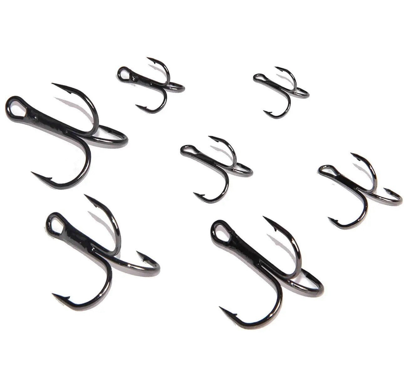 50x Drillinge Angelhaken Set #2–#10 mit Box