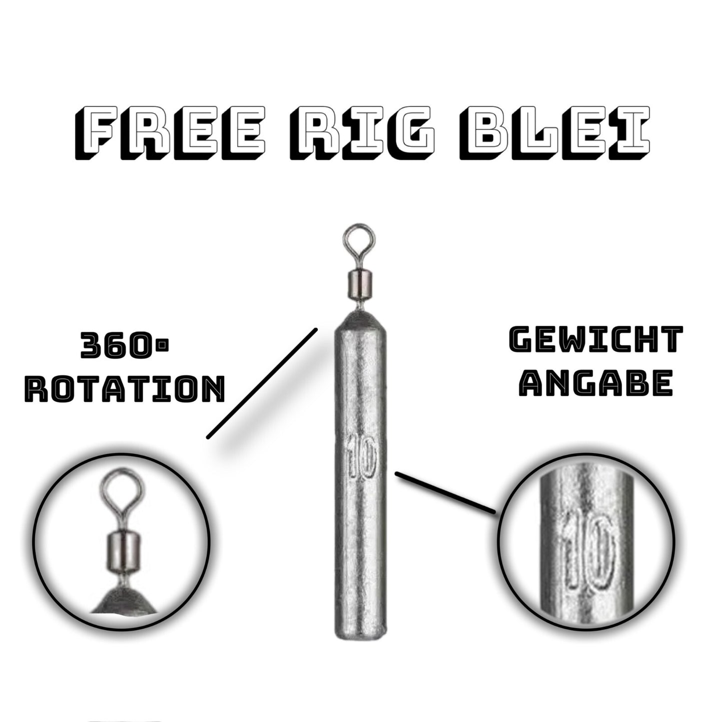 Free Rig Blei Set 25 Stück mit Box 5-20g Drop Shot Stabblei