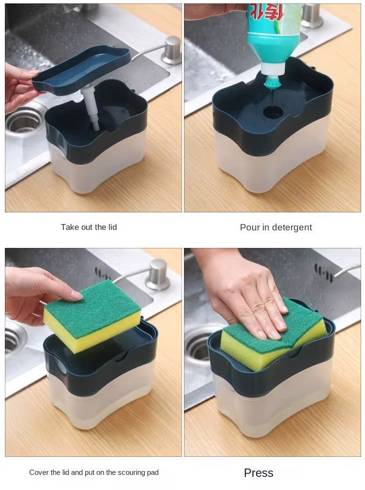 Seifenspender Spülmittel Spender mit Schwamm Dosierer Küche Putzen Gadget NEU!!!