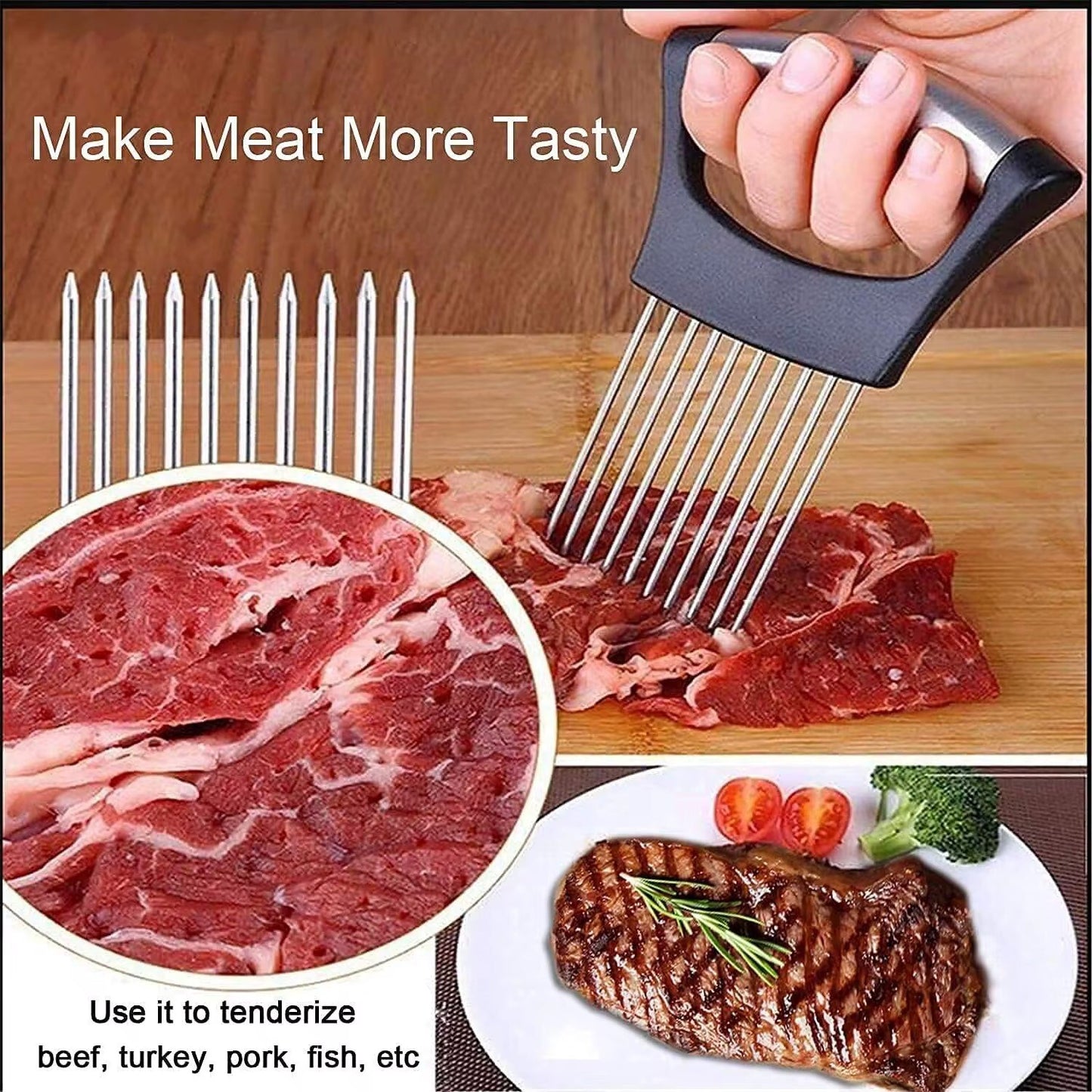 Zwiebelschneider Edelstahl Zwiebelhalter Universal Schneidhilfe Küche Gadget