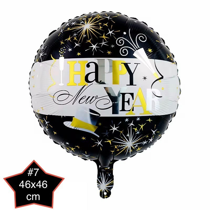 Happy New Year Ballons Set Silvester Deko Gold Schwarz Folien Luftballon Neujahr