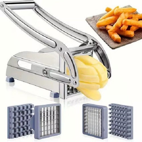 Pommes Schneider Edelstahl – Kartoffelschneider mit 2 Klingen Gemüse Cutter