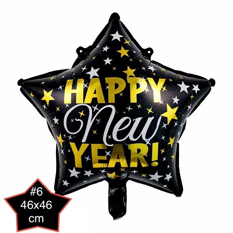 Happy New Year Ballons Set Silvester Deko Gold Schwarz Folien Luftballon Neujahr