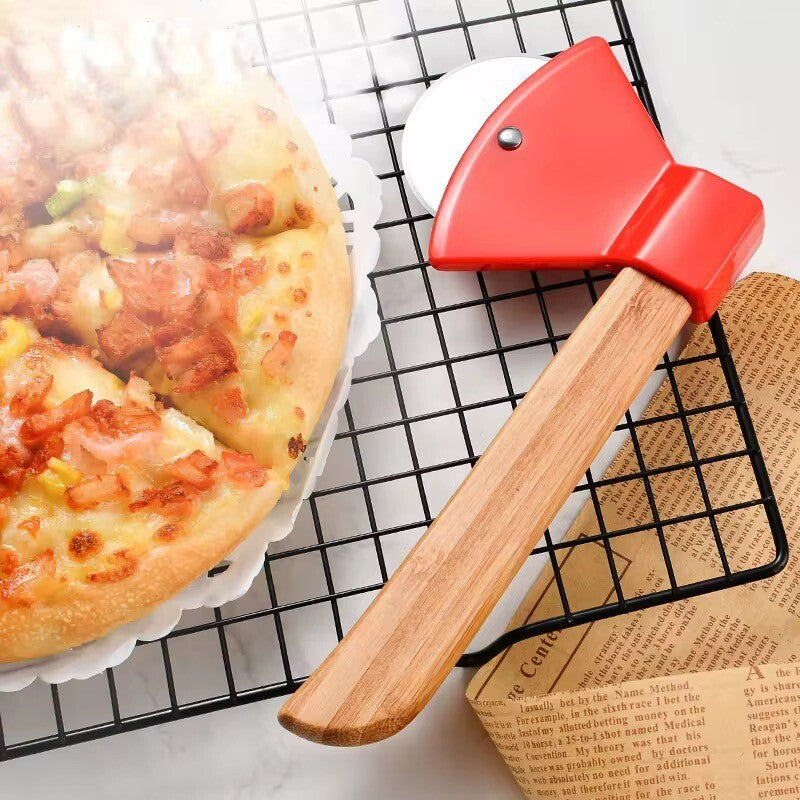 Pizzaschneider Axt mit Holzgriff – scharfe Edelstahlklinge Spaßige Geschenkidee