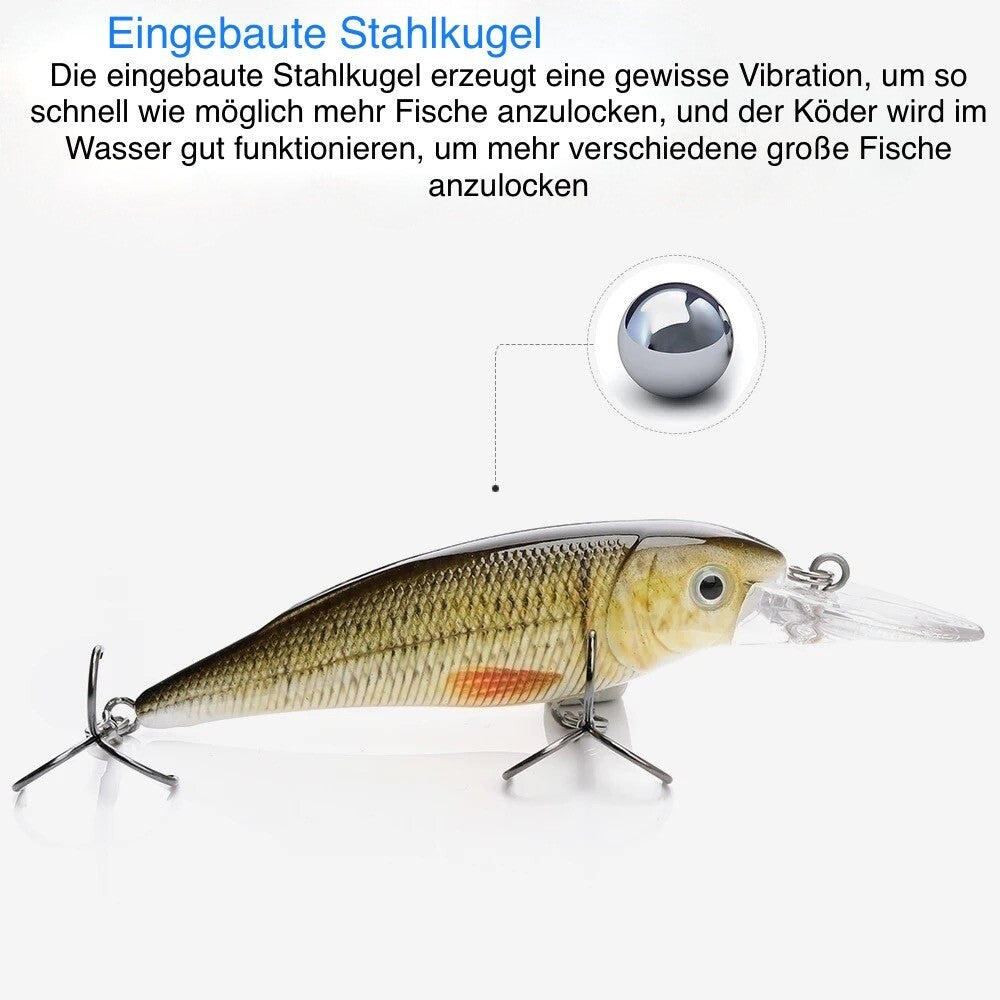 Minnow Wobbler Set 5 Kunstköder mit Box Raubfisch Köder für Hecht, Barsch & co