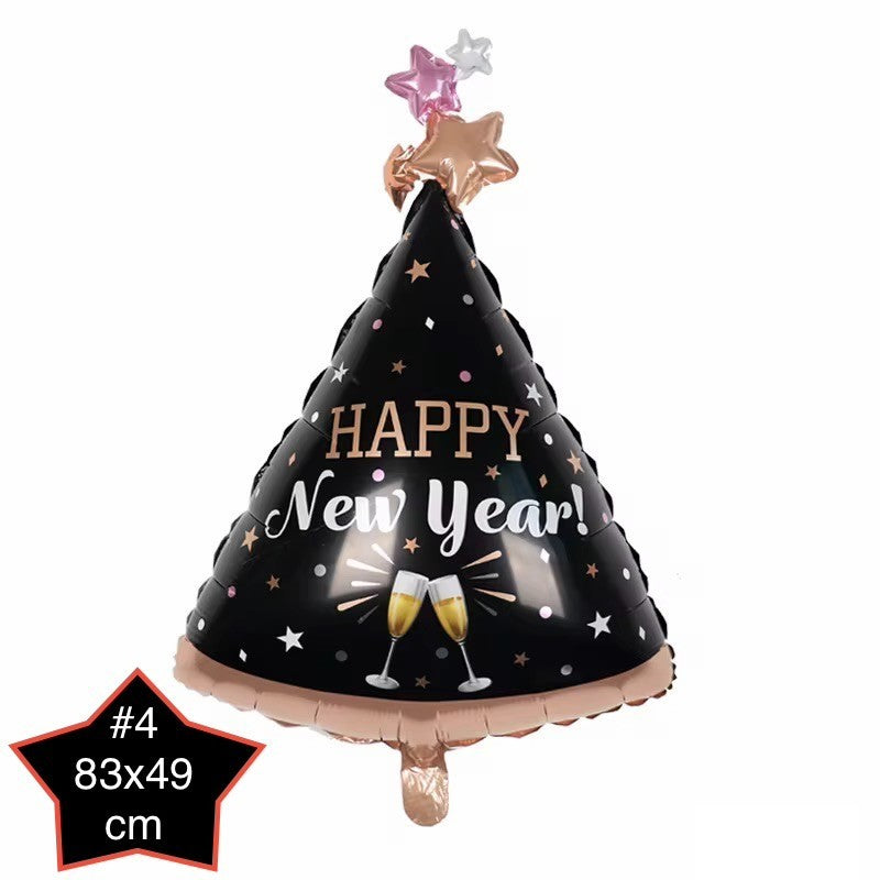 Happy New Year Ballons Set Silvester Deko Gold Schwarz Folien Luftballon Neujahr