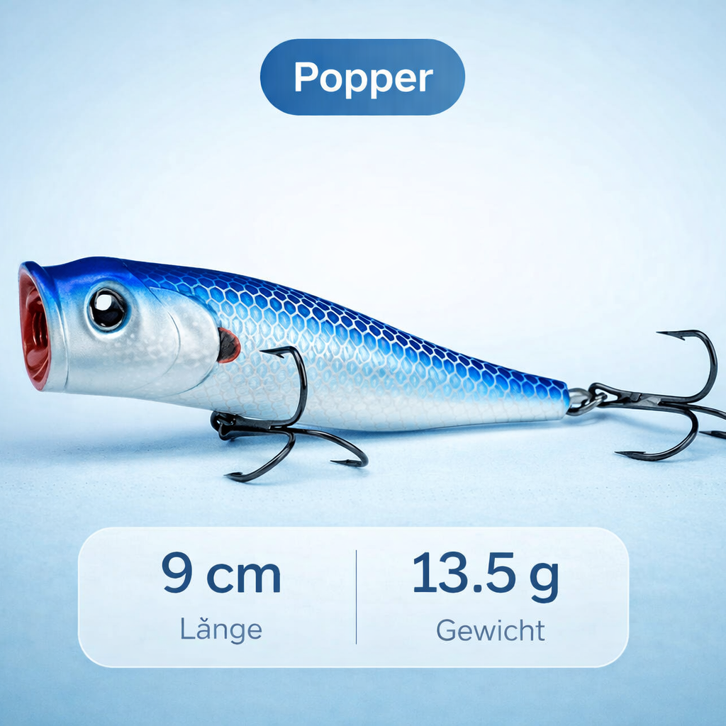 Plopper Wobbler Popper Set 5-teilig – Topwater Kunstköder für Hecht & Barsch