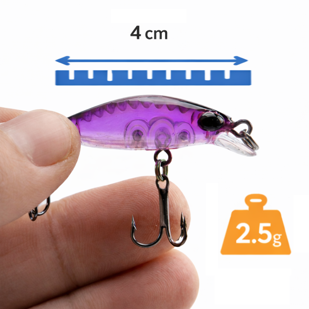 Mini Wobbler Set – 5 ultraleichte Hardbait Kunstköder mit Köderbox