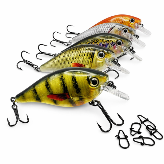 Crankbait Wobbler Set 5-teilig – 6cm 12g Kunstköder mit Box & Snaps