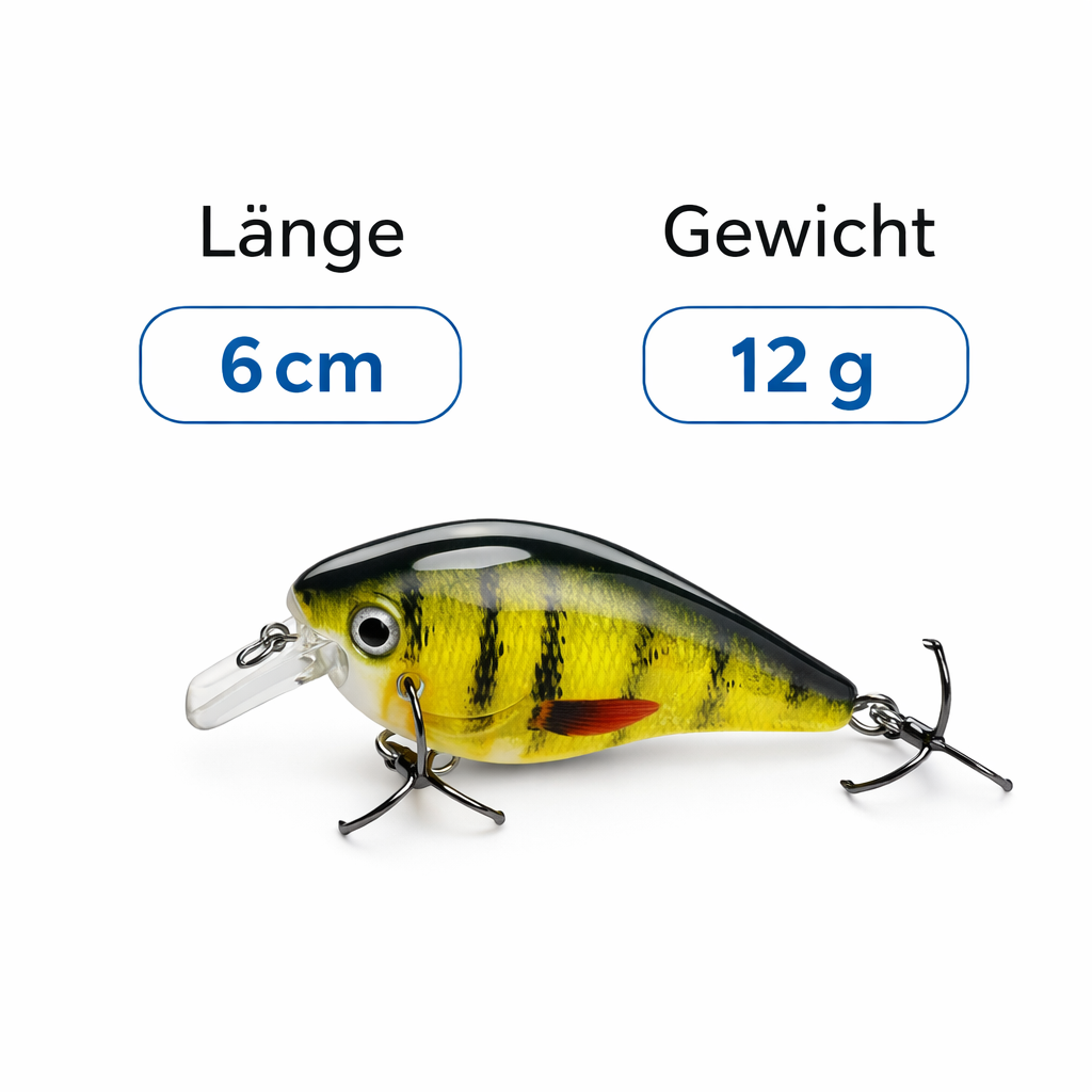 Crankbait Wobbler Set 5-teilig – 6cm 12g Kunstköder mit Box & Snaps