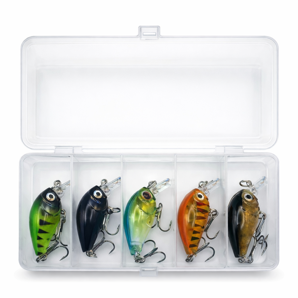 Wobbler Set 5-teilig mit Box – Mini Crankbaits 45 mm / 4 g