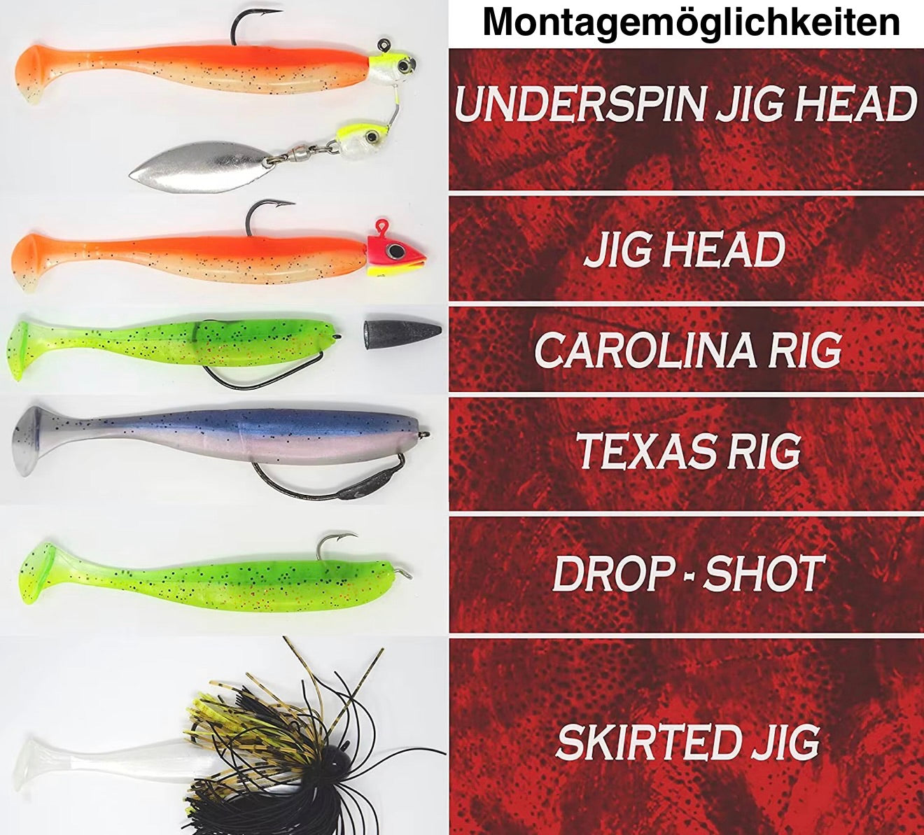 50er Gummifisch Set 7 cm – Dehnbare Softbaits mit Köderbox & T-Tail Aktion