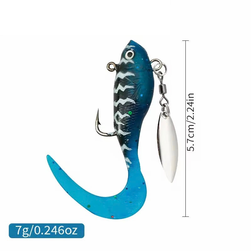 Gummiköder Set mit Spinnerblatt – Jigköder Gummifische inkl. Köderbox