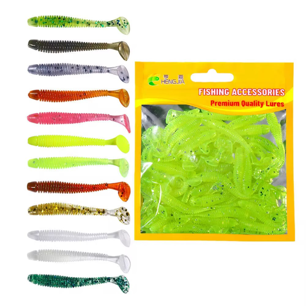 Mini Gummifisch Softbait 5,5cm – UV & Glitzer – 50 Stück Pack