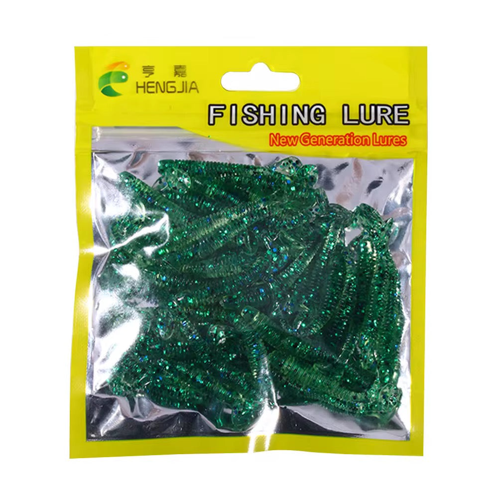 Mini Gummifisch Softbait 5,5cm – UV & Glitzer – 50 Stück Pack