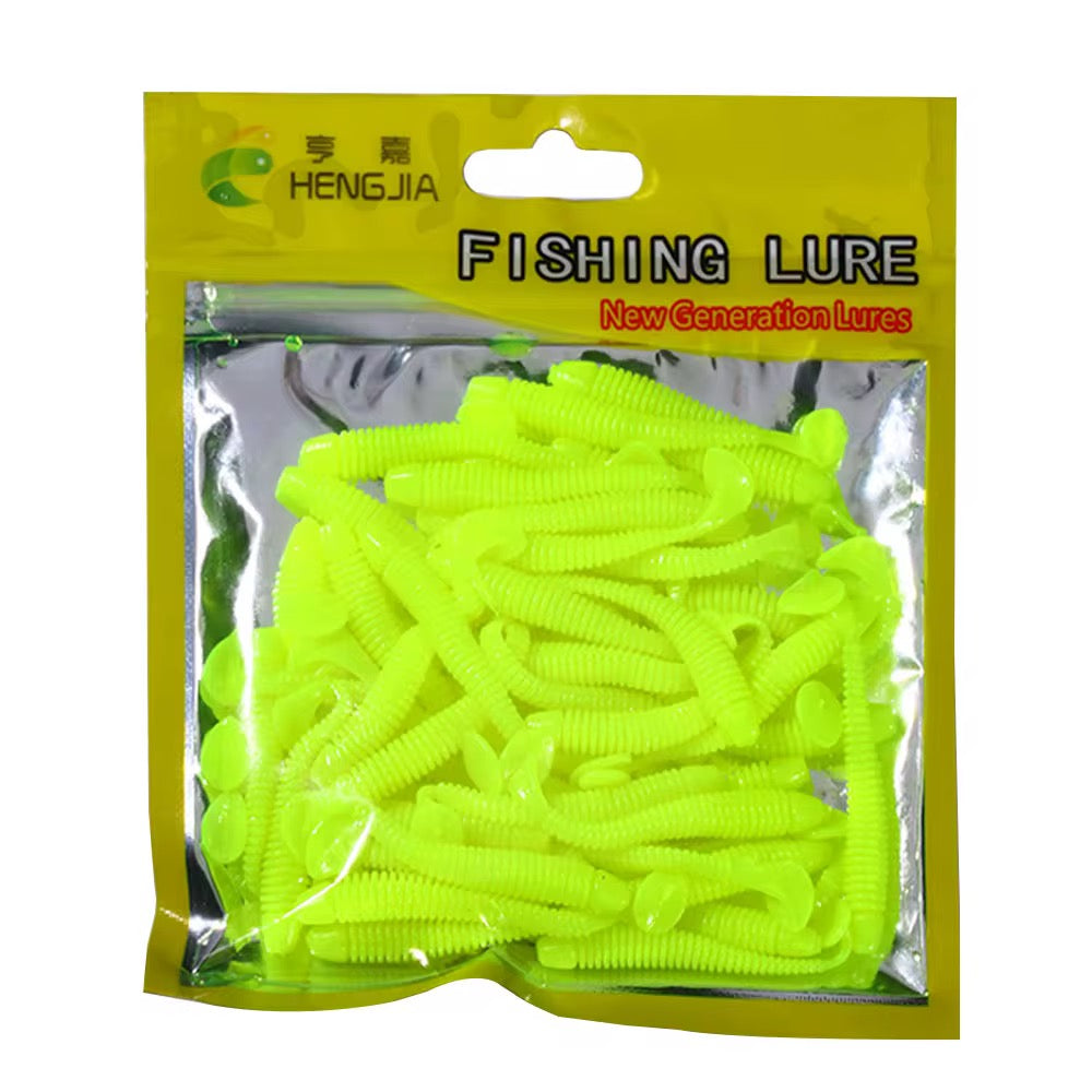 Mini Gummifisch Softbait 5,5cm – UV & Glitzer – 50 Stück Pack