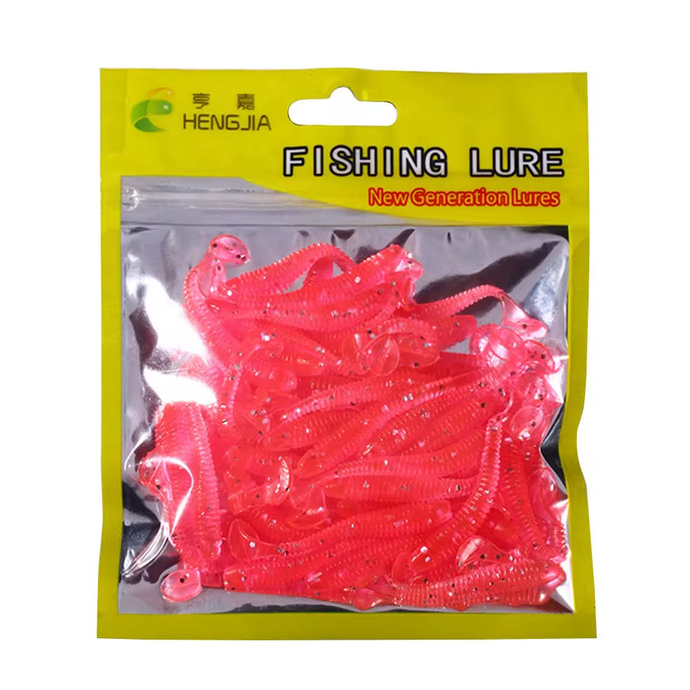 Mini Gummifisch Softbait 5,5cm – UV & Glitzer – 50 Stück Pack