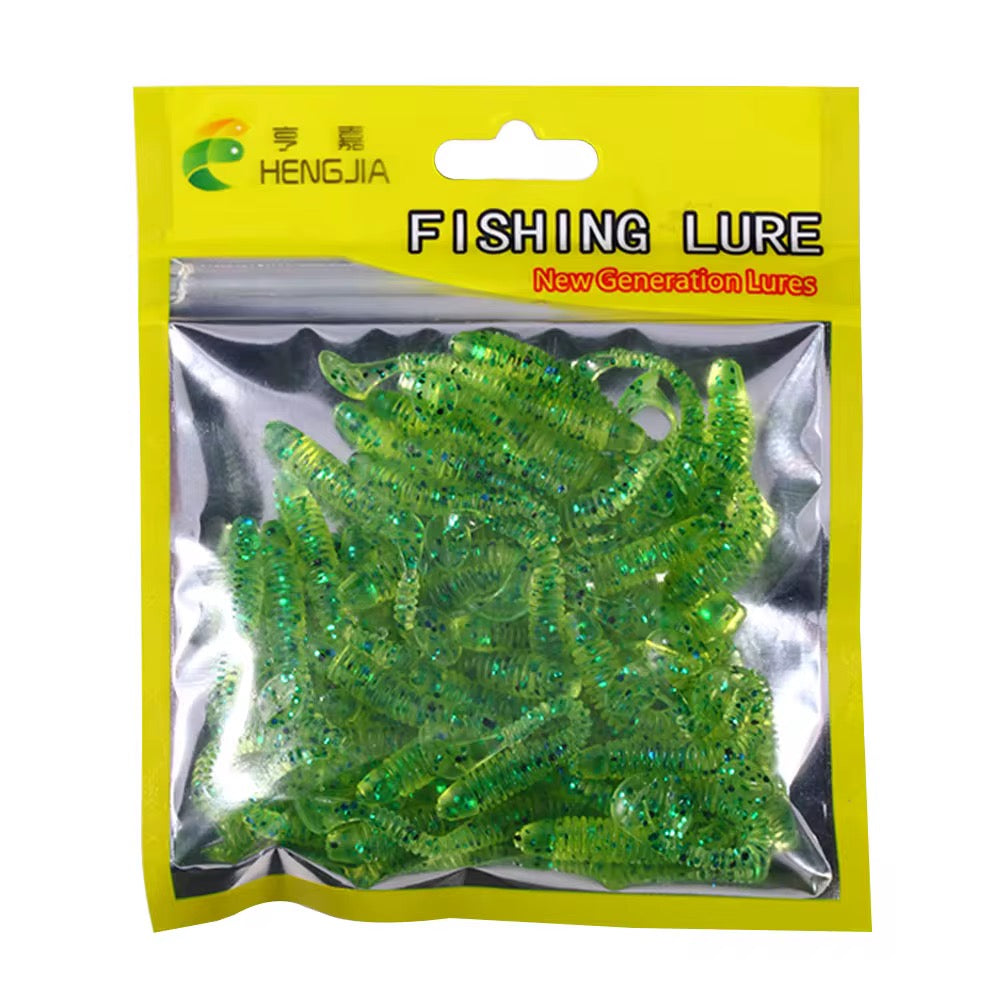 Mini Gummifisch Softbait 5,5cm – UV & Glitzer – 50 Stück Pack