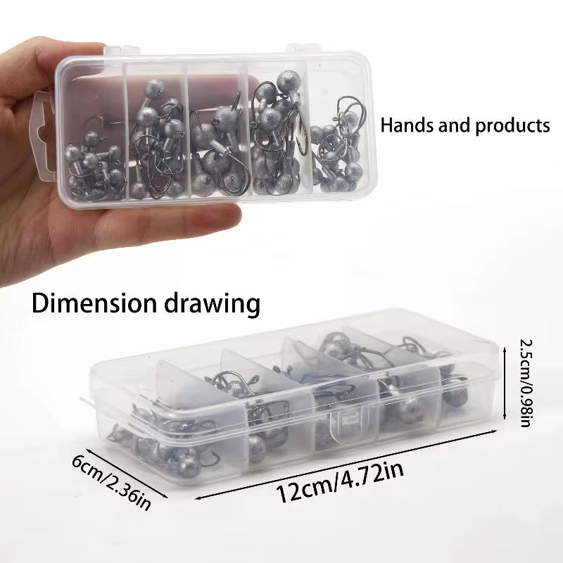 Jigkopf Set in Sortierbox – Jigheads mit Köderhalter für Gummifische