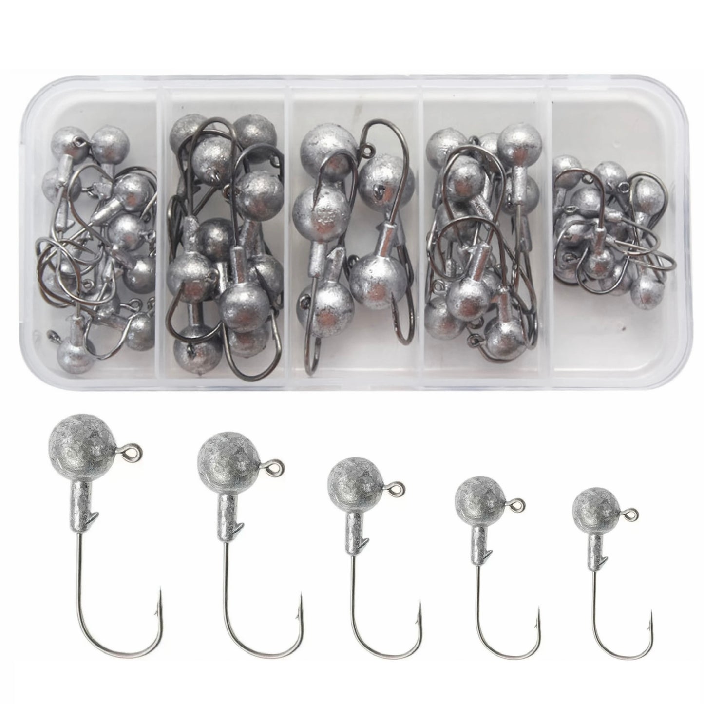 Jigkopf Set in Sortierbox – Jigheads mit Köderhalter für Gummifische