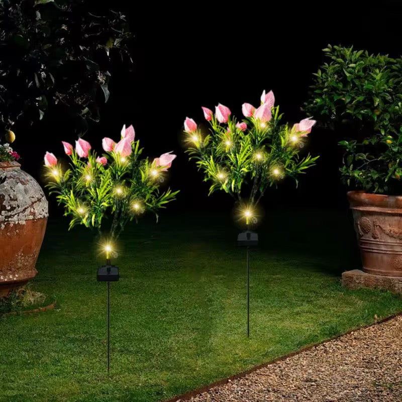 LED Solar Blumen Gartenleuchten Set Gartenlampe für Außen outdoor Solarleuchte