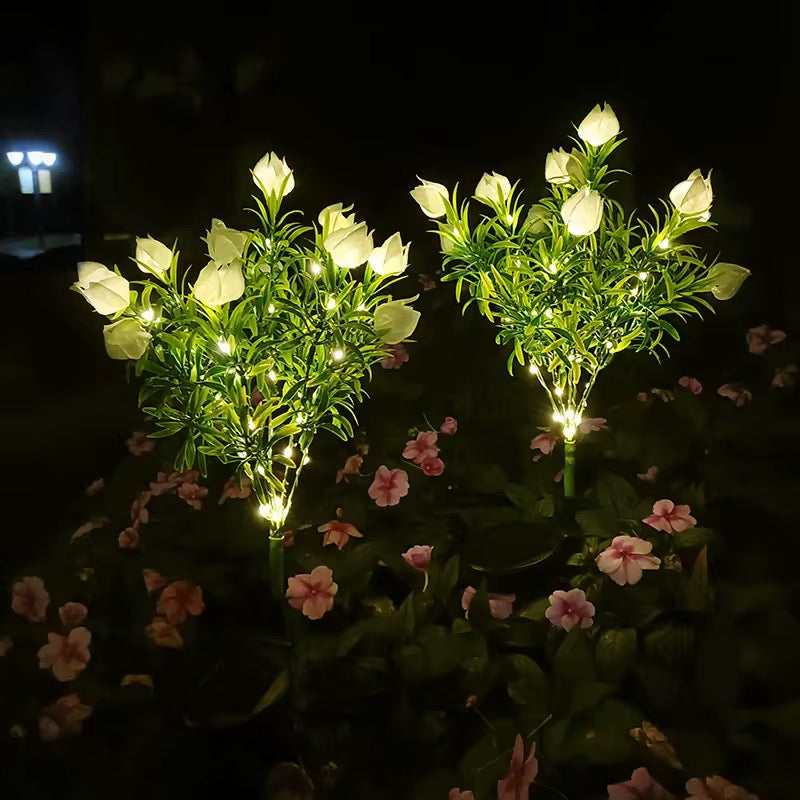 LED Solar Blumen Gartenleuchten Set Gartenlampe für Außen outdoor Solarleuchte