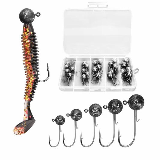 Jigköpfe Haken Box 25x Jighaken mit Bleikopf Jighead Set 5-15g