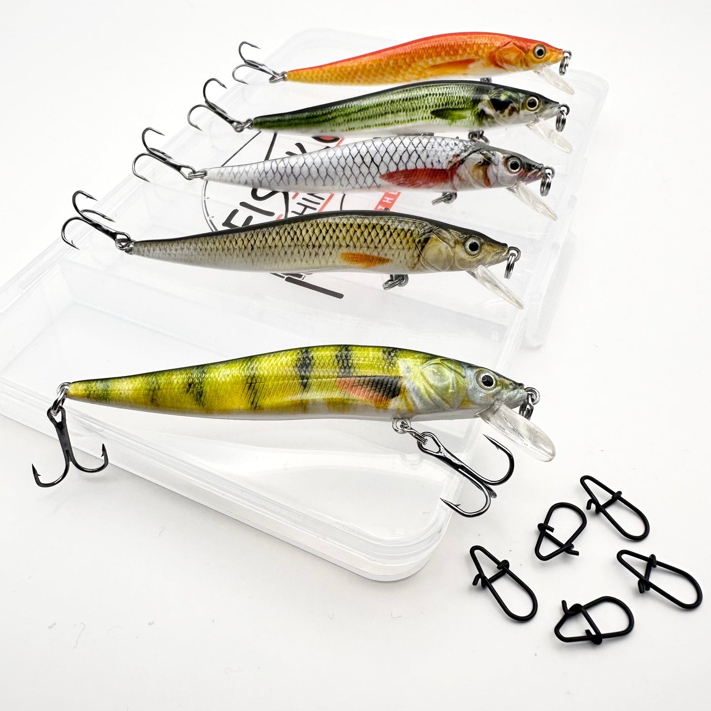 5er Set Wobbler Angelköder – Schwimmender Raubfisch Kunstköder mit Rassel