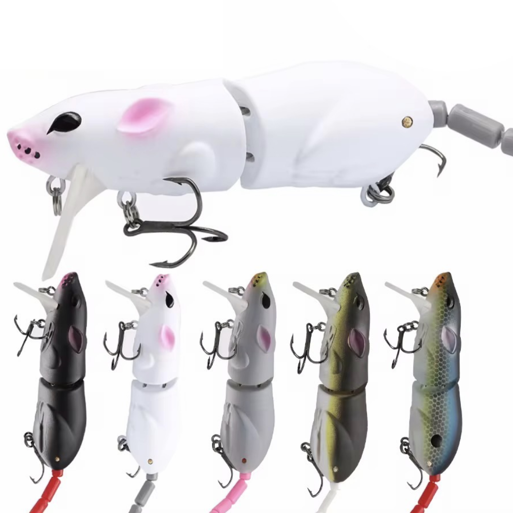Premium Maus Wobbler 16cm – Segmentiert mit Rassel – einzeln oder 5er Set