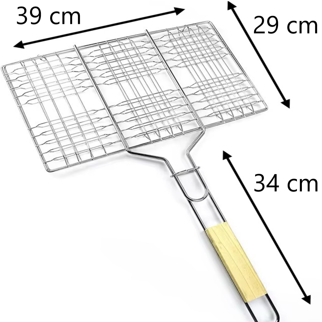 Grillkorb BBQ Set Grillgitter aus Edelstahl Grillwender für Fleisch Fisch & co